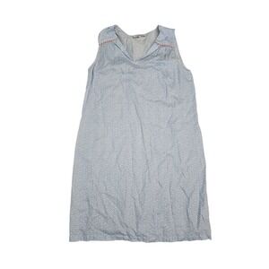 Laurence Tavernier Blue Floral‎ Cotton Sleeveless Nightgown Chemise Size M